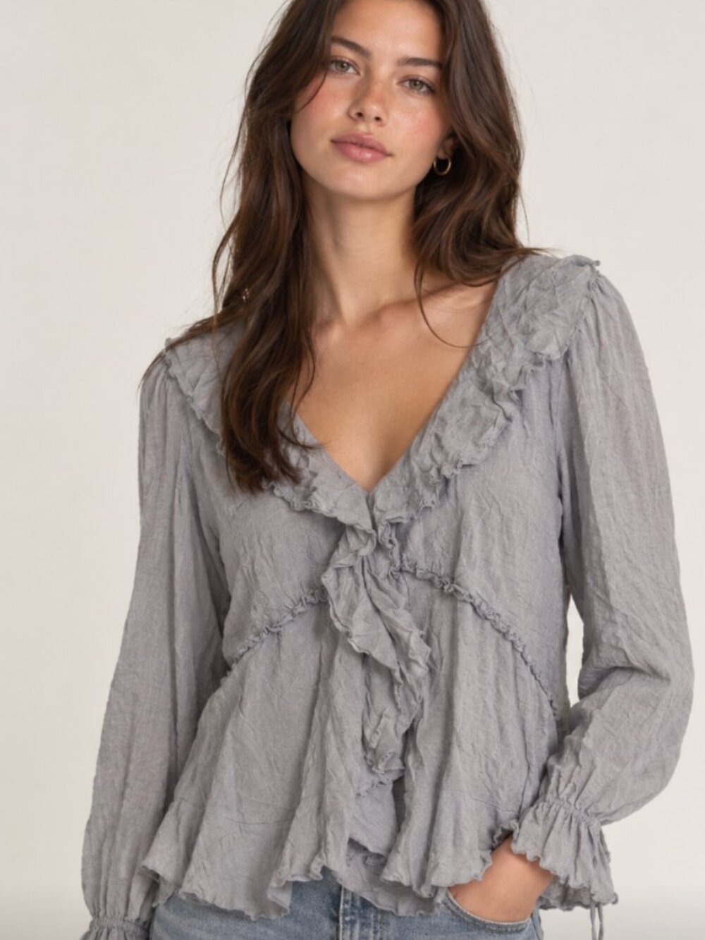 Anthropologie Flowy Tie Blouse Women's Size XS Lavender